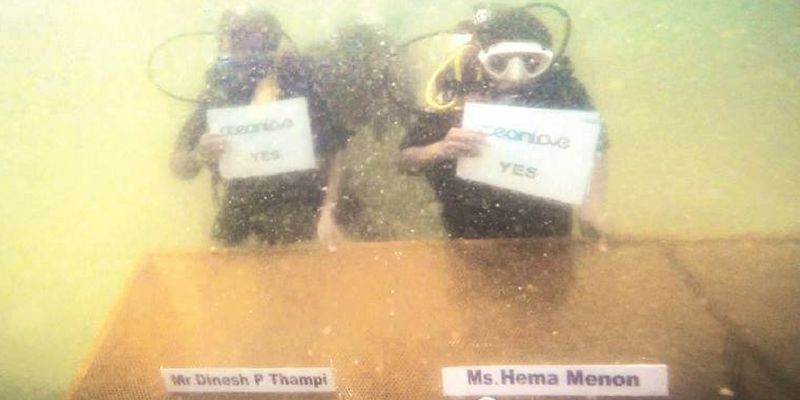 CEOs of 5 top companies in an underwater conference in Kerala to raise awareness on global warming