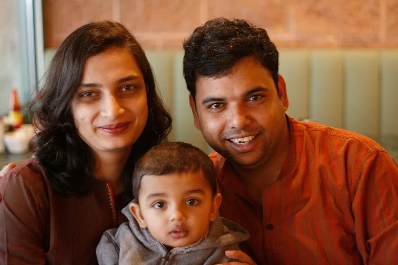 Ajey with his wife and first son