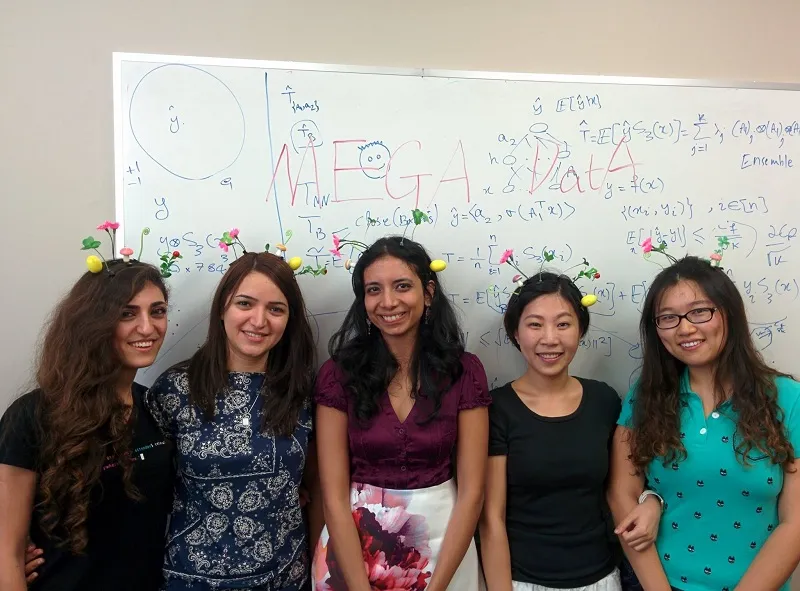 Anima with her female graduate students (trying on a new fashion trend that is apparently popular in China)