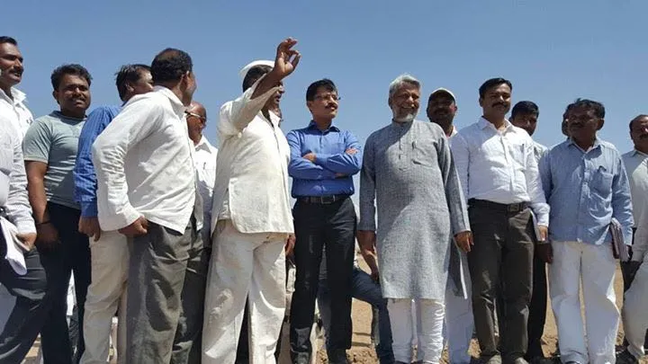 With waterman if India Shri Rajendra Singh at Solapur, observing Water conservation works carried out with the contribution and participation of people