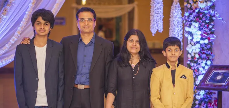Sanjay Katkar with his wife and children