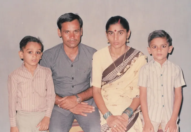 Prashant with parents and younger brother