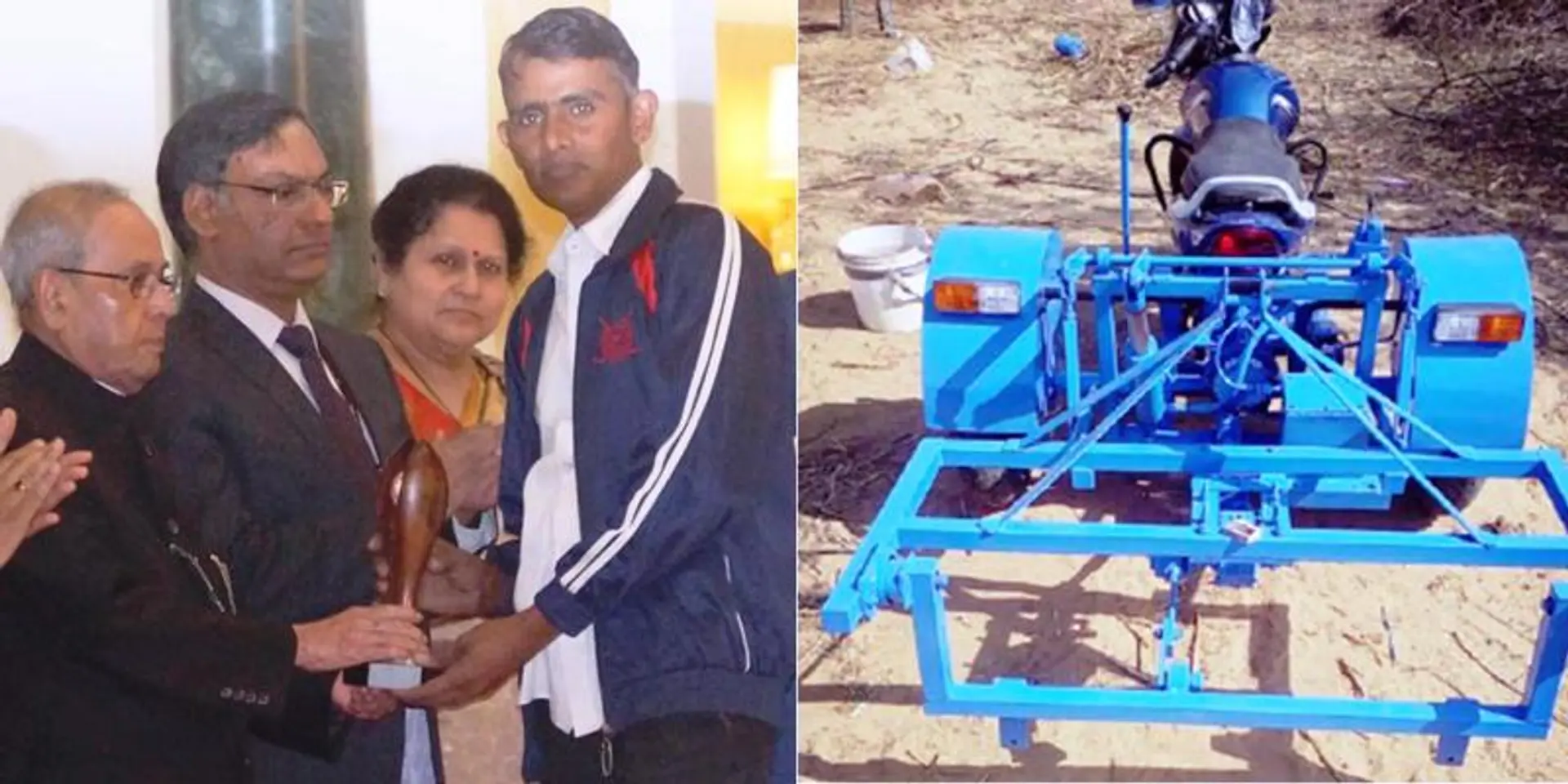 This mechanic is making agricultural equipment out of motorcycles