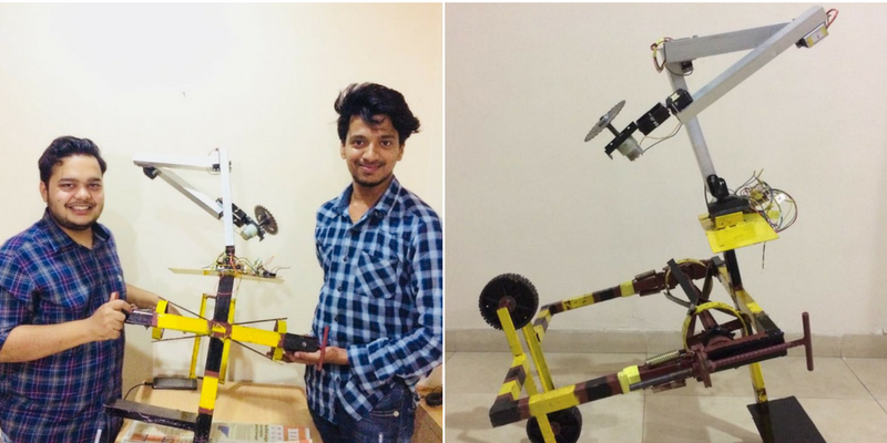 This duo has invented a remote-controlled robot that can climb trees and pluck coconuts
