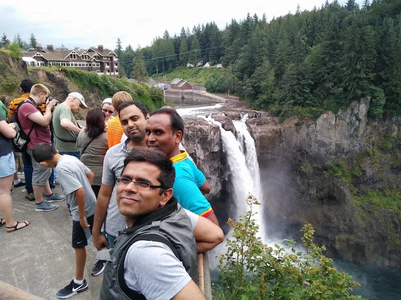 With Amazon Friends at Snoqualimie Falls, Seattle