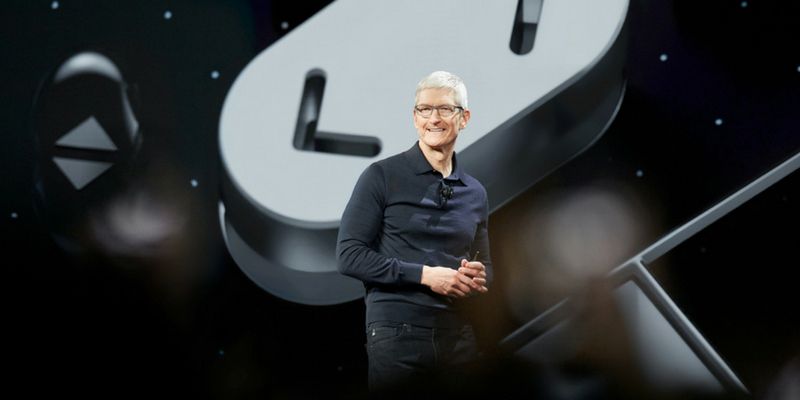 Apple CEO Tim Cook presenting 