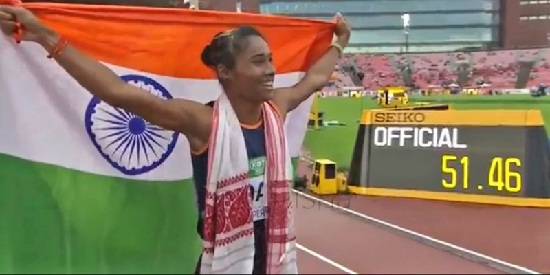 With a gamosa and the Indian flag on her shoulders, Hima Das becomes India’s first world gold medallist on global track