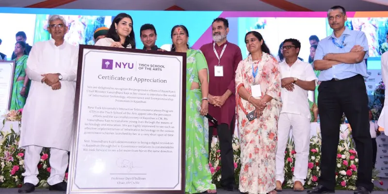 NYU felicitates Vasundhara Raje