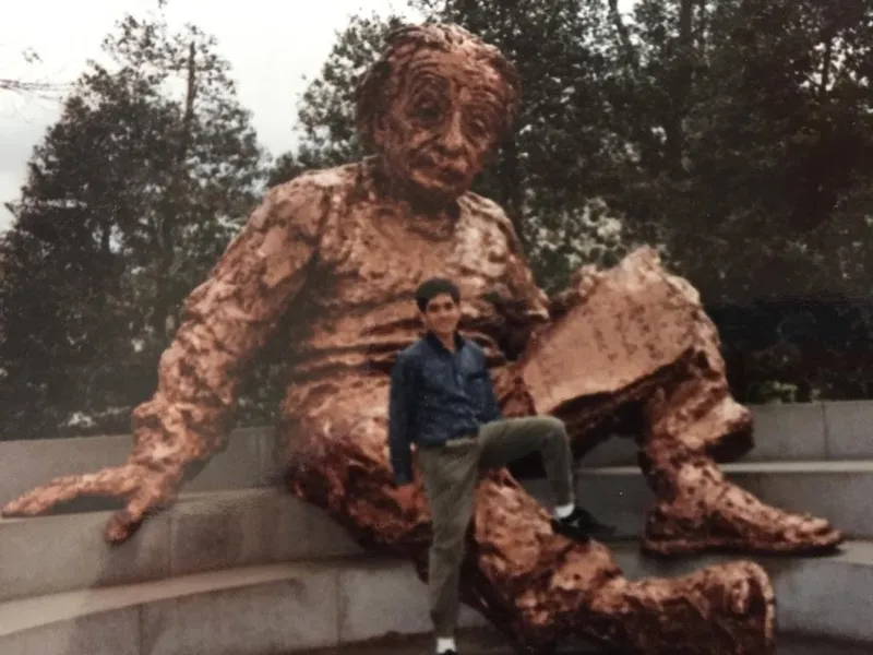 Withthe statue of Albert Einstein - Pramod