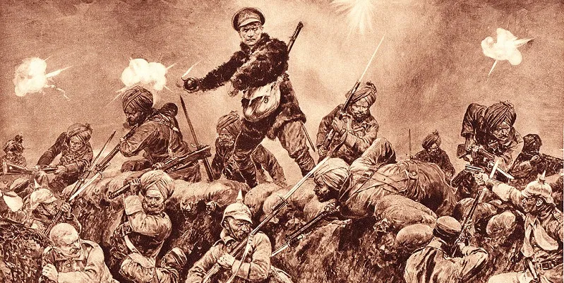  Indian troops charging German positions at Neuve Chapelle, 1915. WWI 