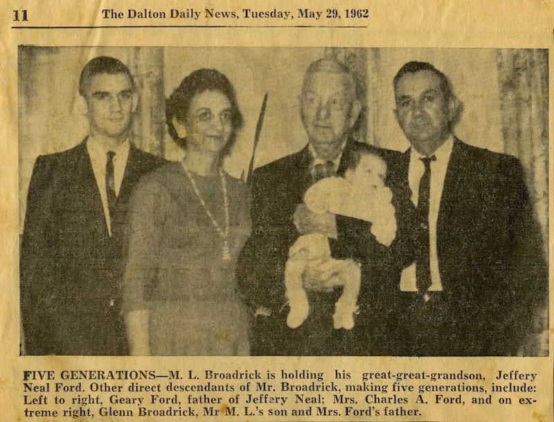 5 generations in newspaper when I was born (I was the 5th and the baby)