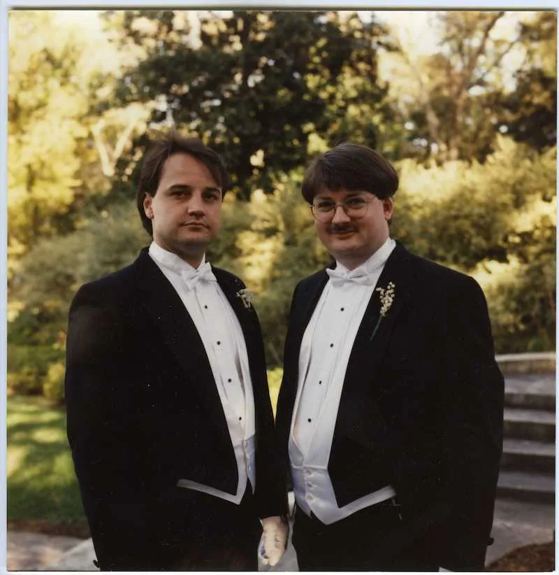 Chuck (best man) & Neal at Neal’s wedding, 12 Oct 1991