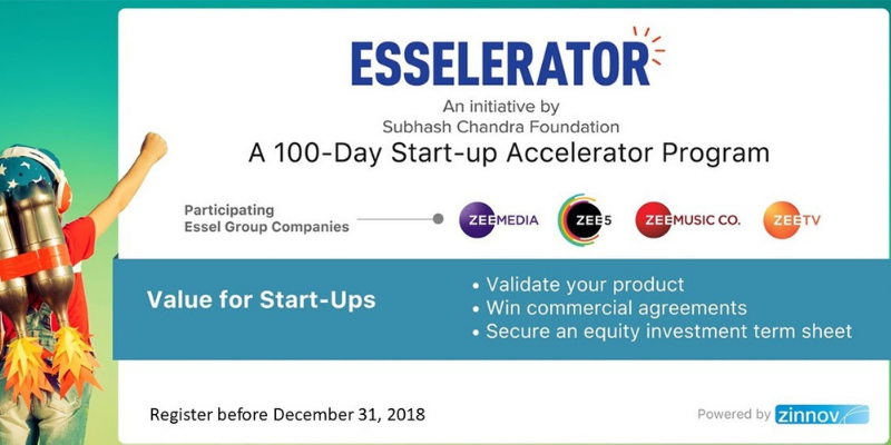 Esselerator, Essel Group’s startup accelerator programme, invites startups to solve problem in Media and Entertainment space