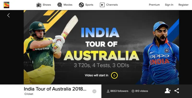 Sony live sale cricket free