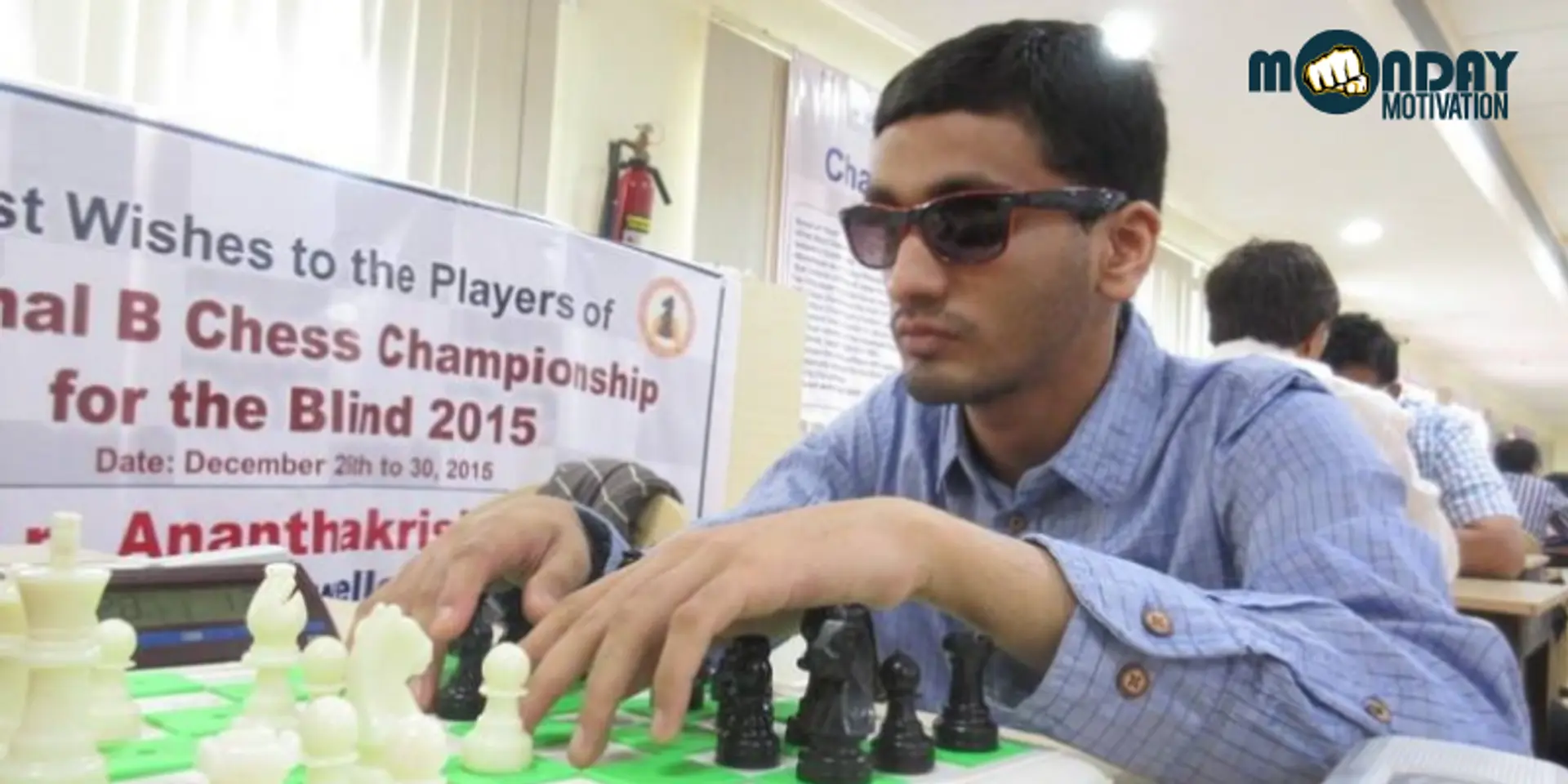 Visually impaired chess player Darpan Inani shows his opponents he is no pawn to be shuffled around