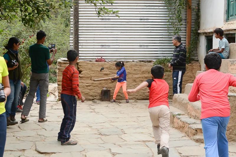 Kids Playing Cricket at the Homestay