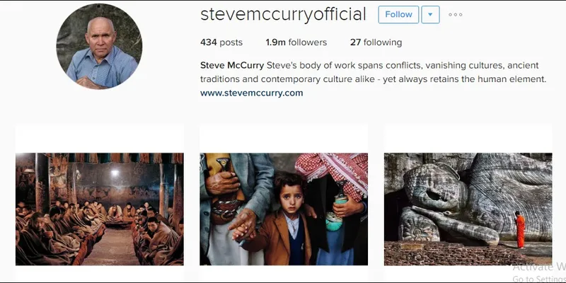 Steve Mccurry Instagram account 