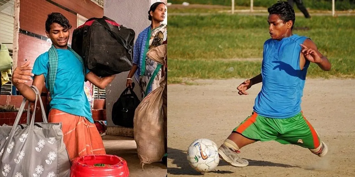ভৰি নোহোৱাকৈয়ে ফুটবল খেলে আব্দুল্লাই