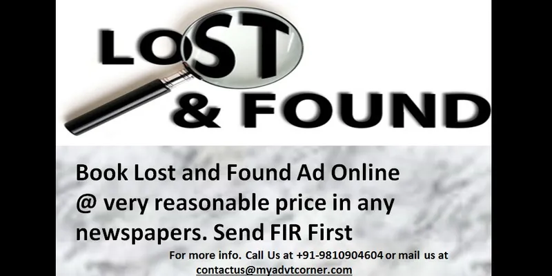 Lost and Found  Ad in Newspaper