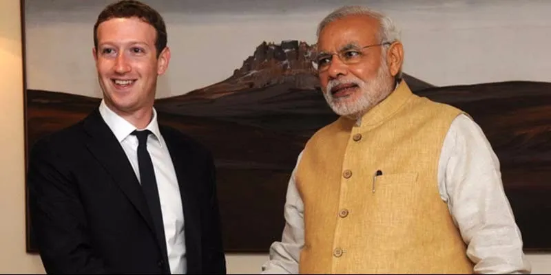 फेसबुक सीईओ, मार्क झुकेरबर्ग, भारताचे पंतप्रधान नरेन्द्र मोदी समवेत