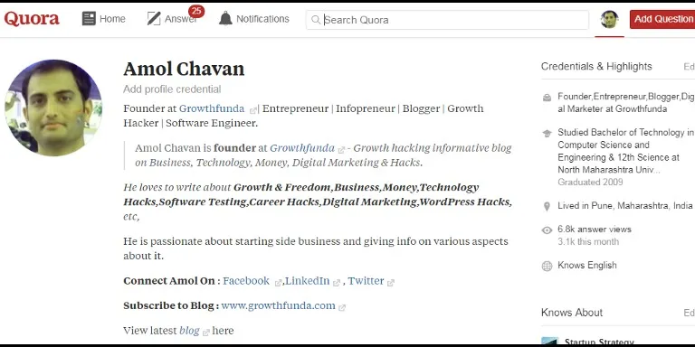 Profile — Amol Chavan Founder at Growghfunda