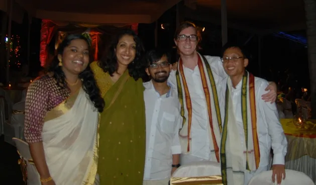 Devin Miller (the second from right to left) with Anu Sridharan and the NextDrop team