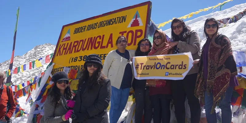 (<b>TOC Women Group</b> at the world's highest  motorable road - <b>Khardungla </b>18380 ft.)