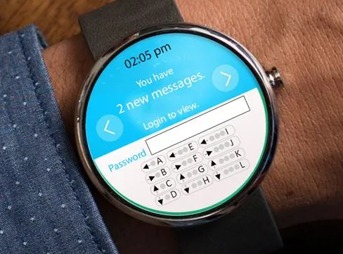 FIG: Using any standard smart watch dial interface (e.g. Moto 360 or iWatch), similar embodiment might look like this.