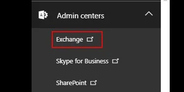 Click On Exchange within Admin Center