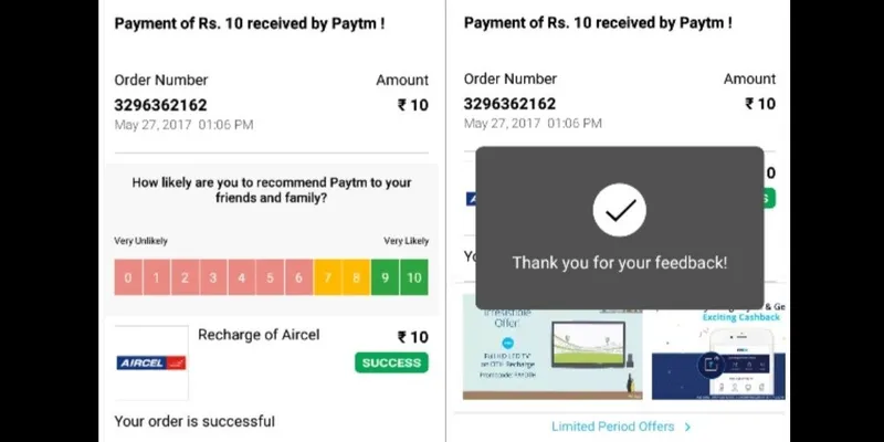 Paytm uses NPS to gain insights about Customer Loyalty.<br>