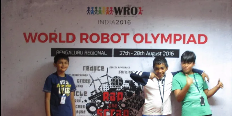 Aadi Sureka, Anirudh and Marc George (3 member team qualifying for national championship from Bangalore region)