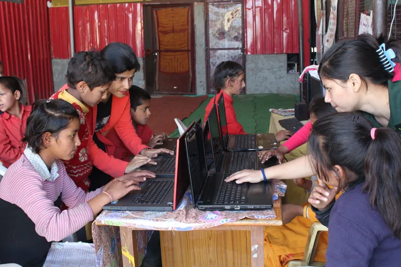 Computer class at a Ashram in dehradun