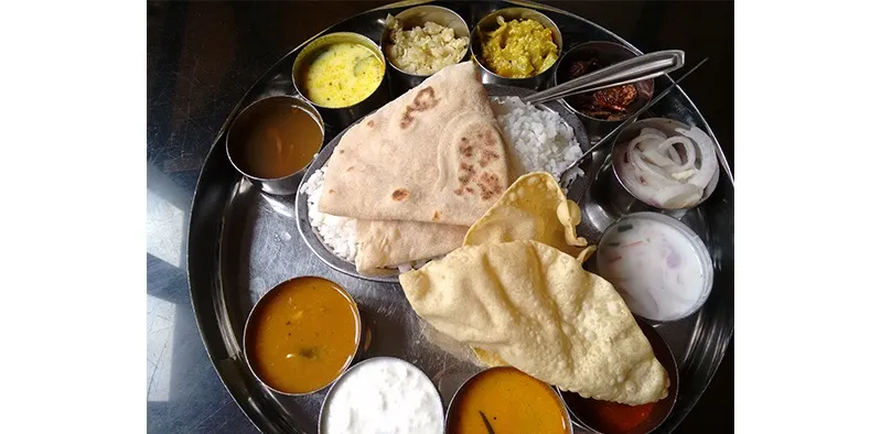 Figure 3 A vegetarian thali meal at Hotel Ariya Bhavan