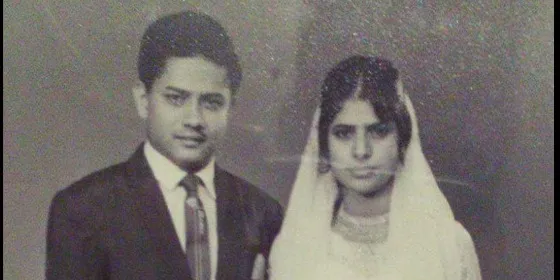 Yusoof Jadwet with his wife Fareeda .