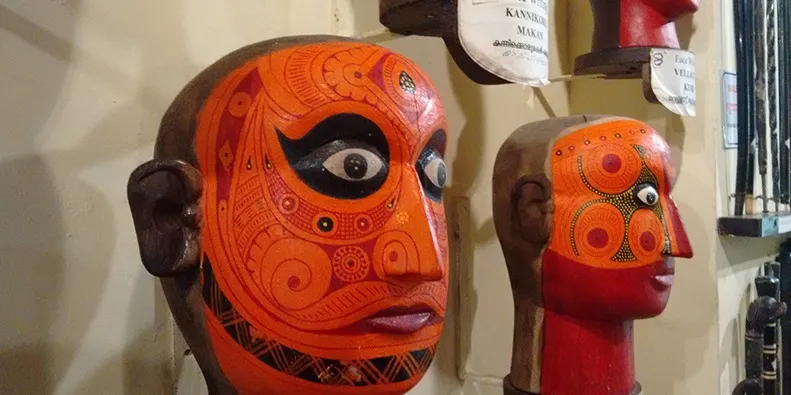 Theyyam Face Writing displays at the Kerala Folklore Museum