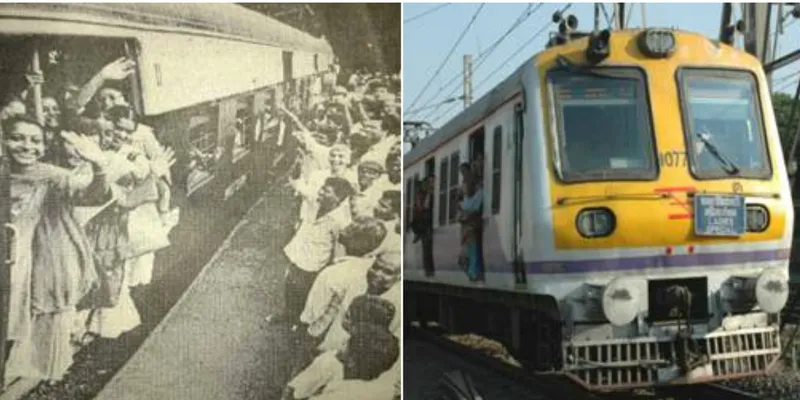 26 साल पुरानी तस्वीर में ट्रेन में बैठी महिलाएं