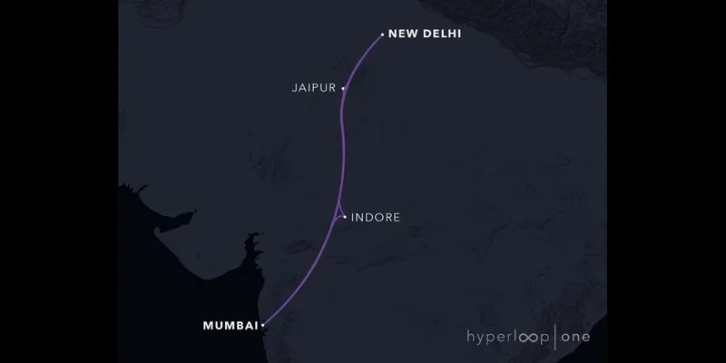 Dinclix GroundWorks' DMHC proposes to reduce travel distance between Delhi and Mumbai to 80 minutes (credits: Hyperloop One)