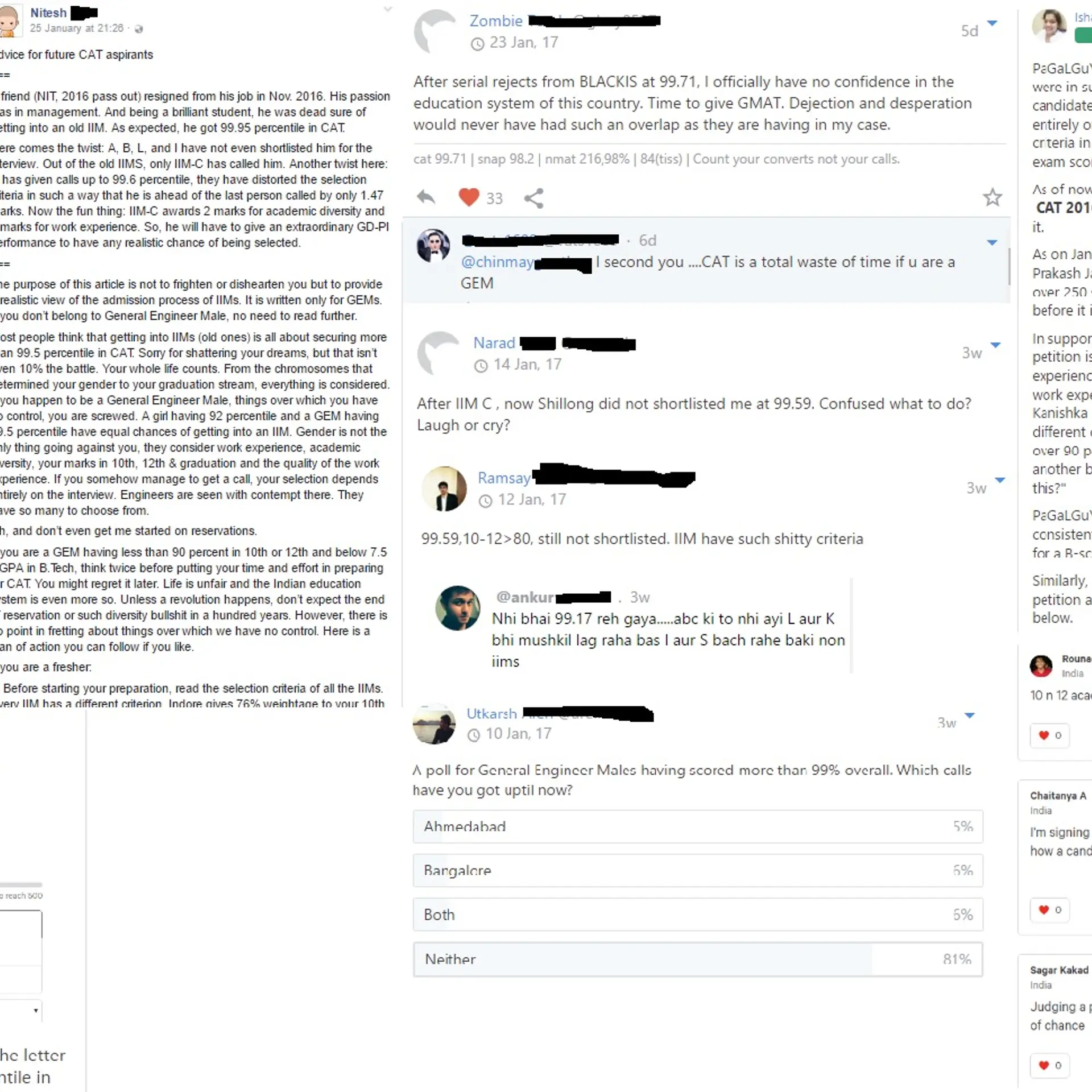 CAT 99 percentilers are not even eligible to appear for IIM interviews !