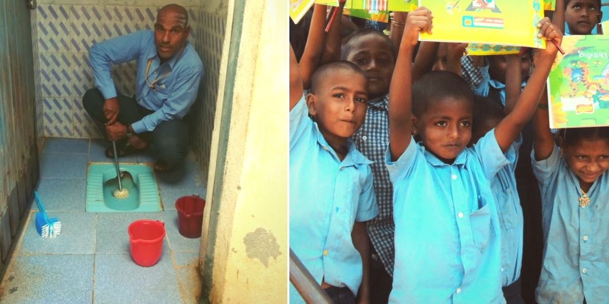 बच्चों की सफाई का ध्यान रखने वाले हेडमास्टर, खुद साफ करते हैं स्कूल का टॉयलट