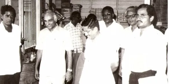 Mr. Y.E. Jadwet welcoming the First Lt. Governor of A&N Islands Mr. M.L. Kampani at the EHL store house in Chukchucha, Carnicobar. 