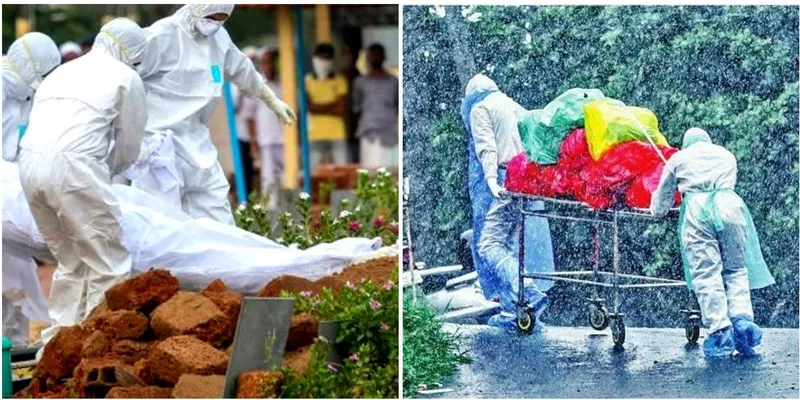 मृतकों का अंतिम संस्कार करते डॉक्टर