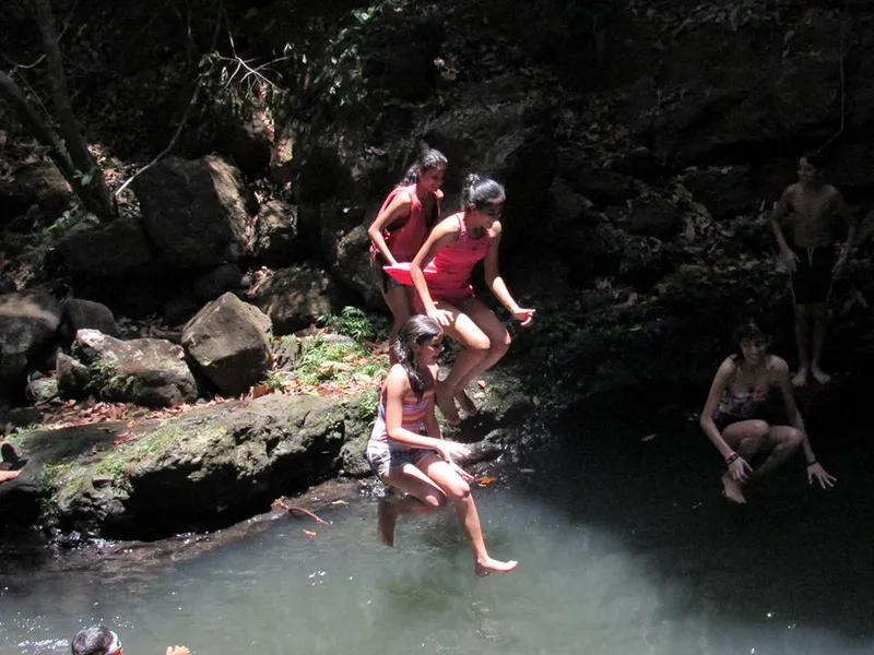 The summer camp kids jumping into the waterfall pond from 15 feet up        Picture Credit: Arjun Rajesh