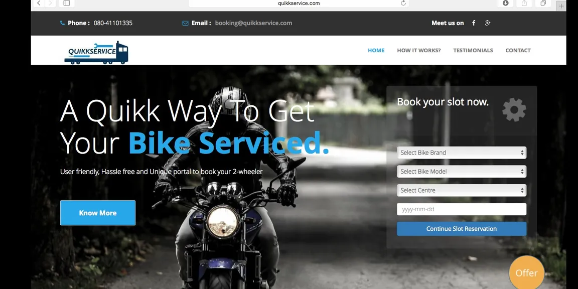 A Startup to provide hassle free solution for your two-wheeler service.