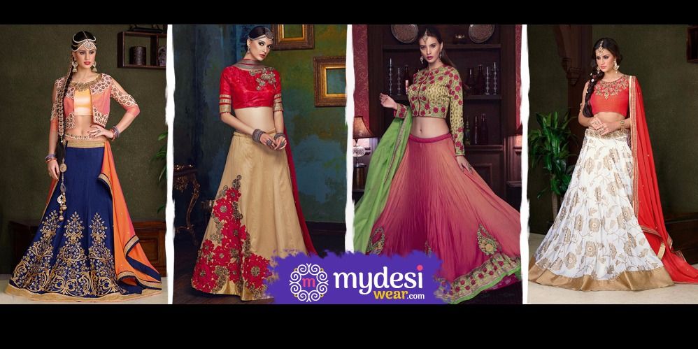 Indian Designer Part Wear Silk Embroidered Stitched Lehenga Choli With  Semi-crop Top, Wedding Dress, Ethnic Dress. Free Shipping - Etsy | Crop top  lehenga, Crop top wedding dress indian, Sleeves designs for