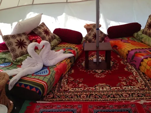 Camp Oak View inside tent