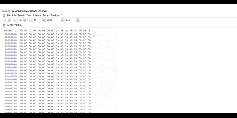 A JPG file showing zero bytes in Hex Editor cannot be repaired