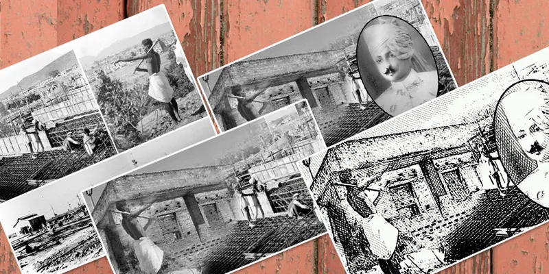 From Left to right, different stages the source images were merged and then fed into <i>Rangoli </i>to get the&nbsp; old print type shown in right.<br>