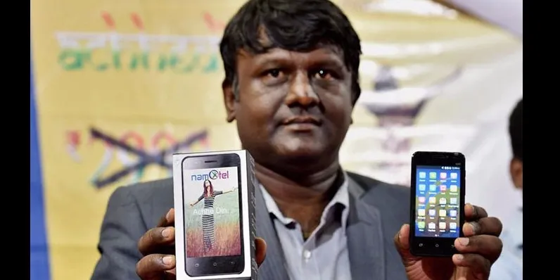 Madhav Reddy from Namotel with the phone