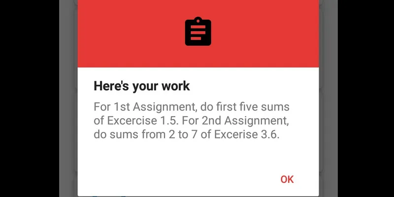 A little dialog shows the assignment for the chosen subject